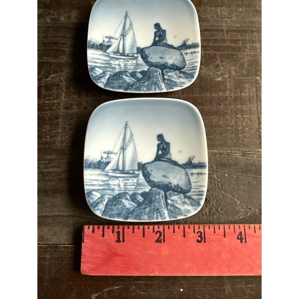Bing & Grondahl Langelinie Mini Plates Kjeld Bonfils Mermaid Set of 2 9705/708‎